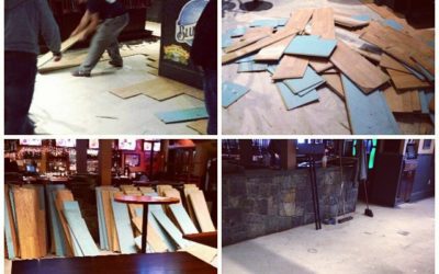Post Superbowl Madness! New floor coming soon! Thanks to all the superfans that helped out last night.