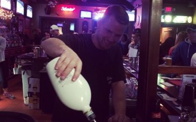 Working hard on his last night! #shots