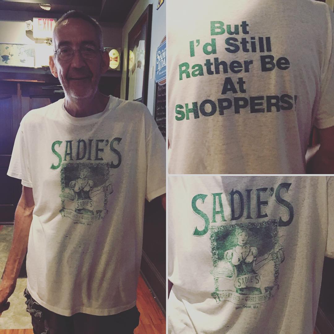1374093317039841798628521133043098n1 | Shoppers Cafe Waltham to that time we opened a bar down the street Mark still has the shirt and thats why we love the guy