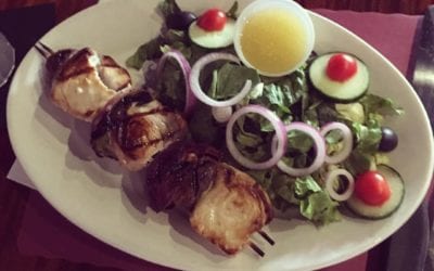 Swordfish Kabobs on special. Served with salad or over rice. Beat the heat with us. #Waltham #seafood #beer #heatwave