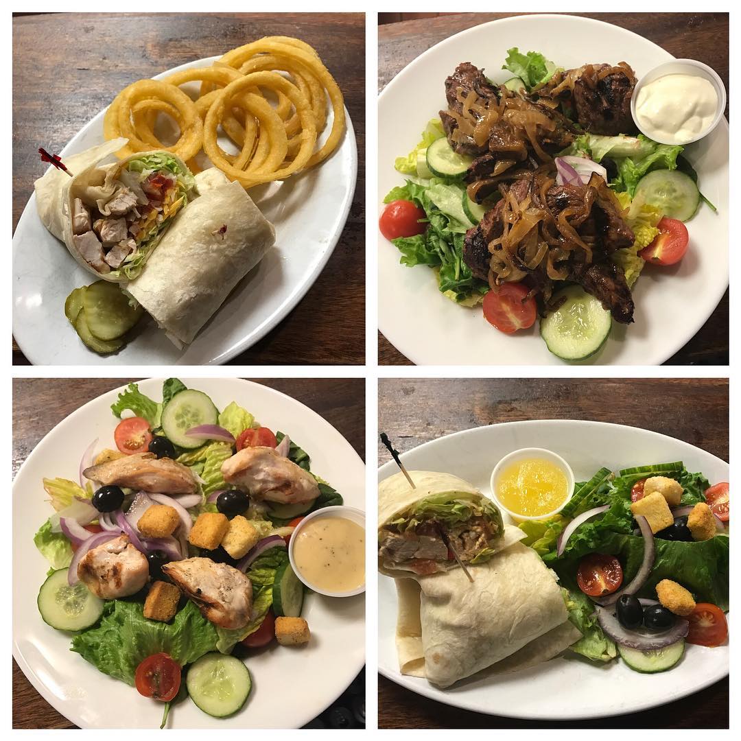 Time for a late lunch or for planning dinner Try a Steak  Bleu Salad or Buffalo Chicken Wrap Or maybe Chicken Dumpling Soup a Roast Beef Sandwich or Fried Scallop Plate