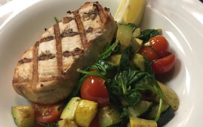 Lunch time! Weekend Special while it lasts, Grilled Swordfish and sautéed veggies, served with a side salad. #Waltham #beer #tgif #weekend #wehavefunhere
