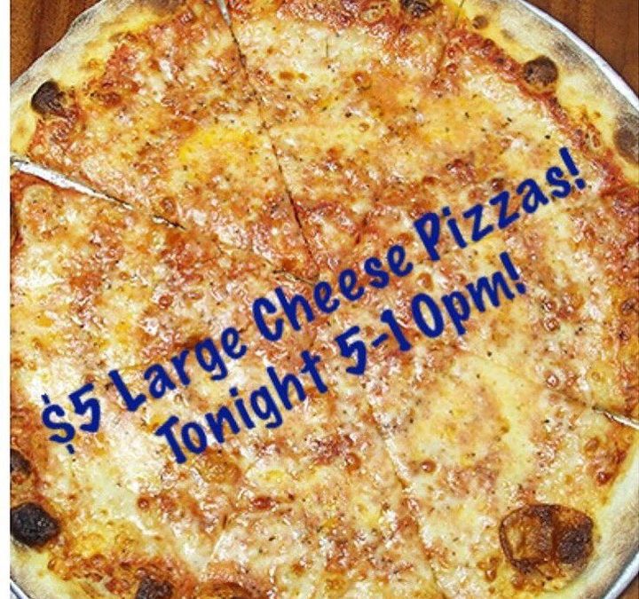 It’s Sunday and it’s 5pm! $5 Large Cheese pizzas until 10pm Not available for take-out. #Waltham #wehavefunhere #beer #pizza