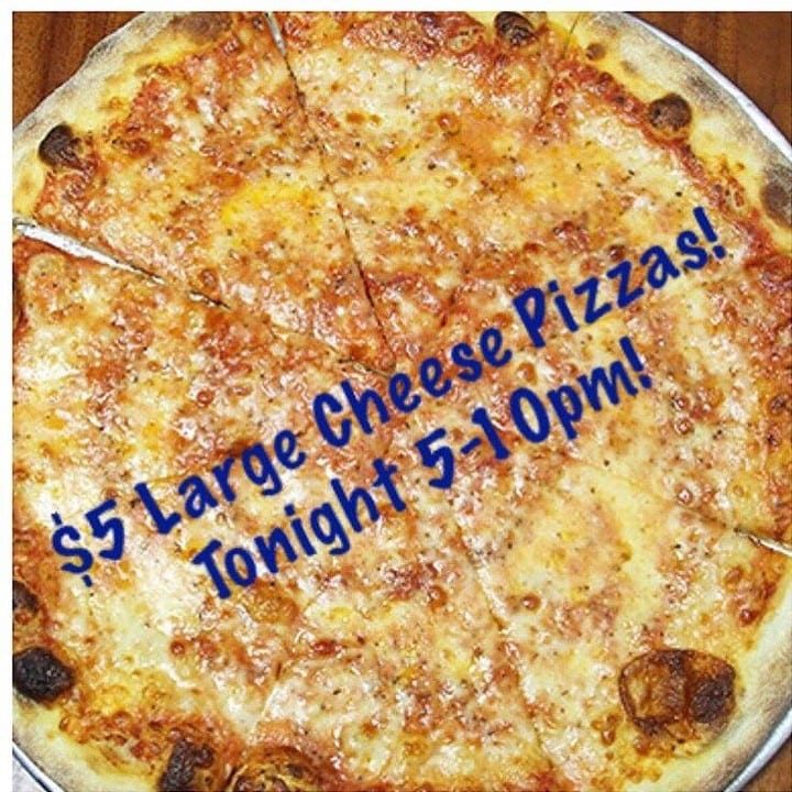 Its Sunday and its 5pm  Large Cheese pizzas until 10pm Not available for take out sports bar restaurant waltham ma