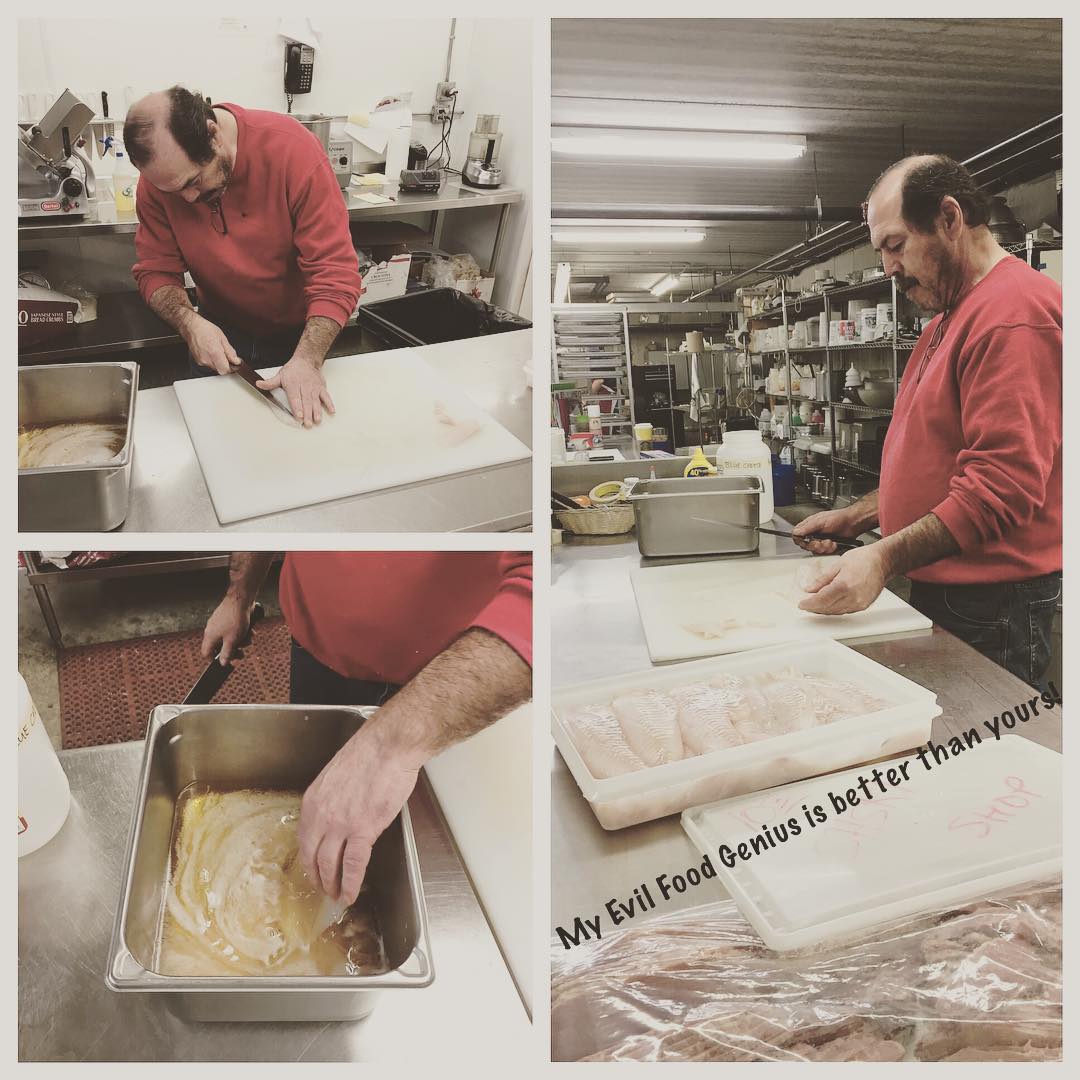 Beer Battered fish in the works This guy kills it  Weve got more Corned Beef  Cabbage today ALL YOU CAN EAT until its gone