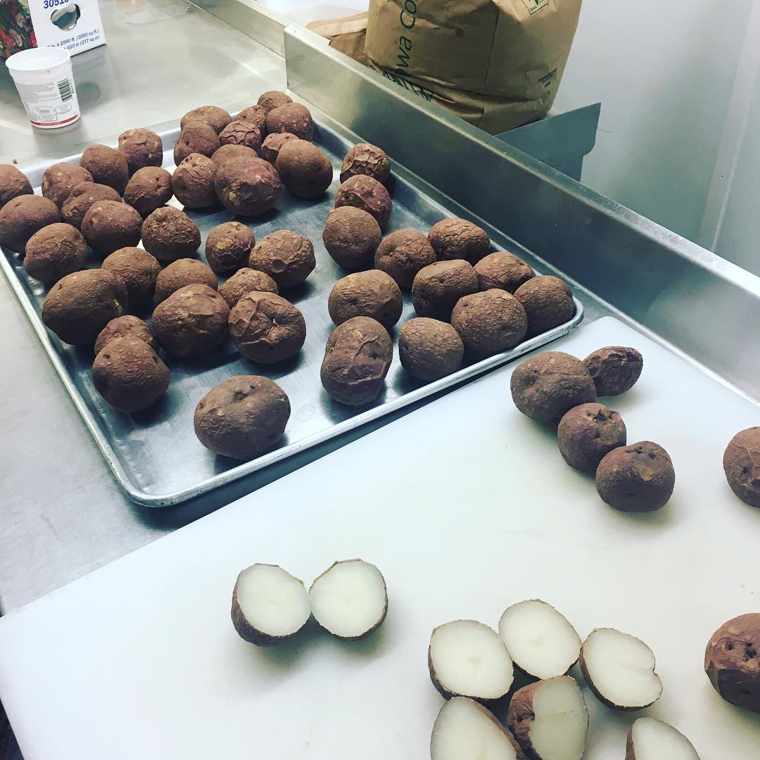 1781840013686751465118153596509638331203584n | Shoppers Cafe Waltham Todays adventure with the  lyonnaise potatoes  but first we separate the A potatoes from the AA potatoes Learn something new everyday