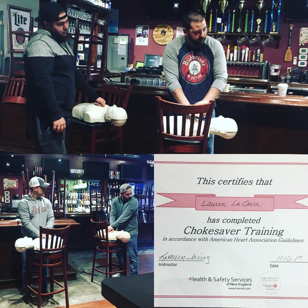 How did you spend your Thursday morning Thanks to the amazing Kathy Irving the staff from thegaffbar shopperscafe and postroadtavern passed Chokesaver Training sports bar restaurant waltham ma