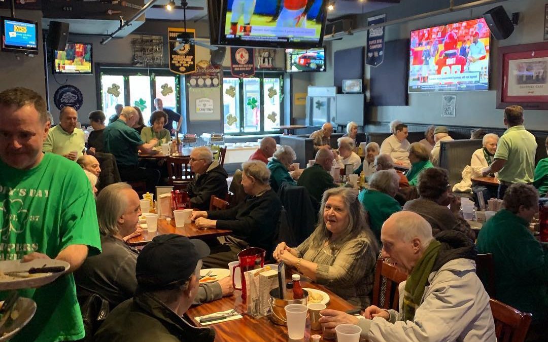 Our annual Luncheon for the FABULOUS Senior Citizens of #Waltham! Thank you to our awesome volunteers! #wehavefunhere #givingback #teachthemyoung #beer #MoodySt #stpatricksday #cornedbeefandcabbage