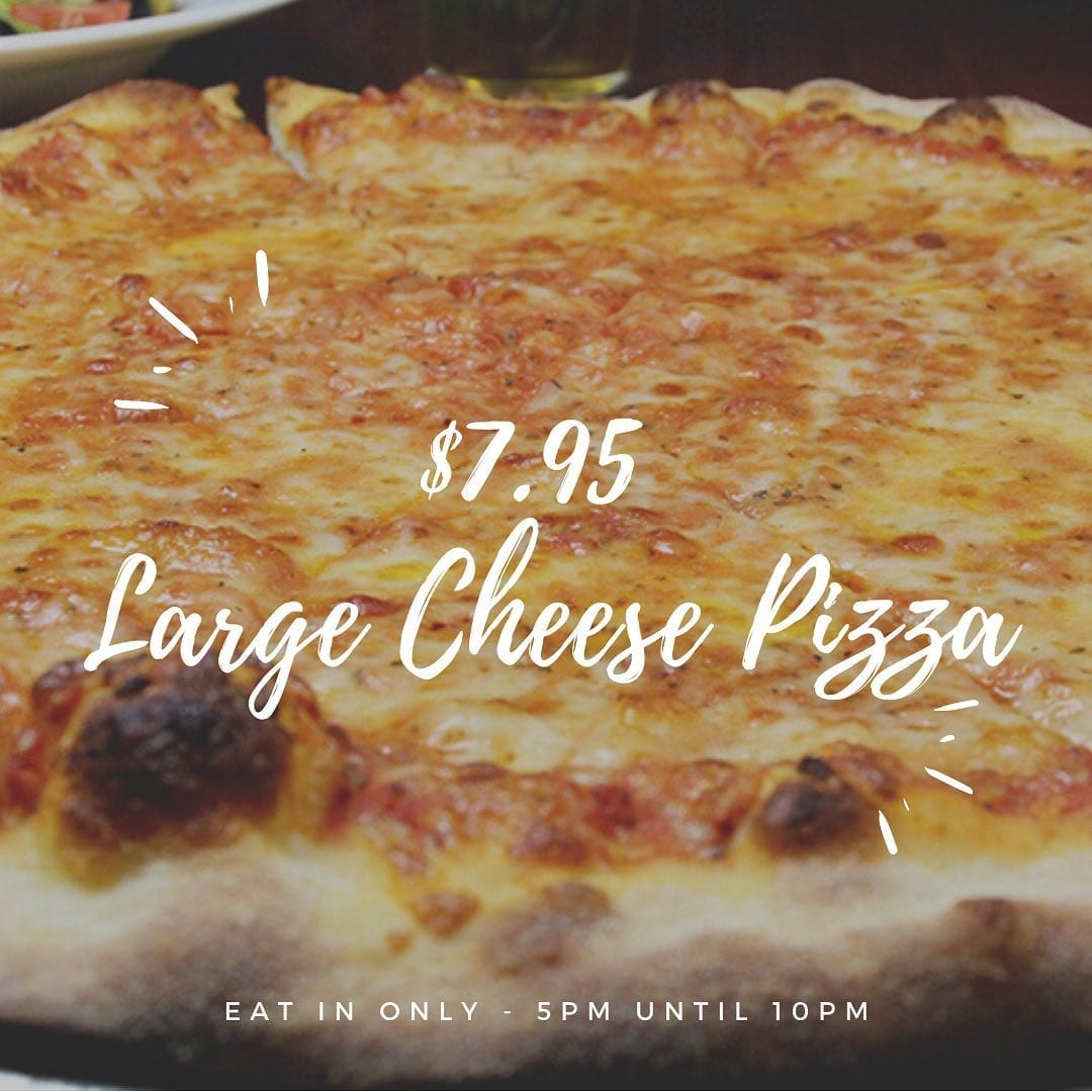 Its Tuesday Large Cheese Pizzas for 5 starting at 5PM Not available for take out