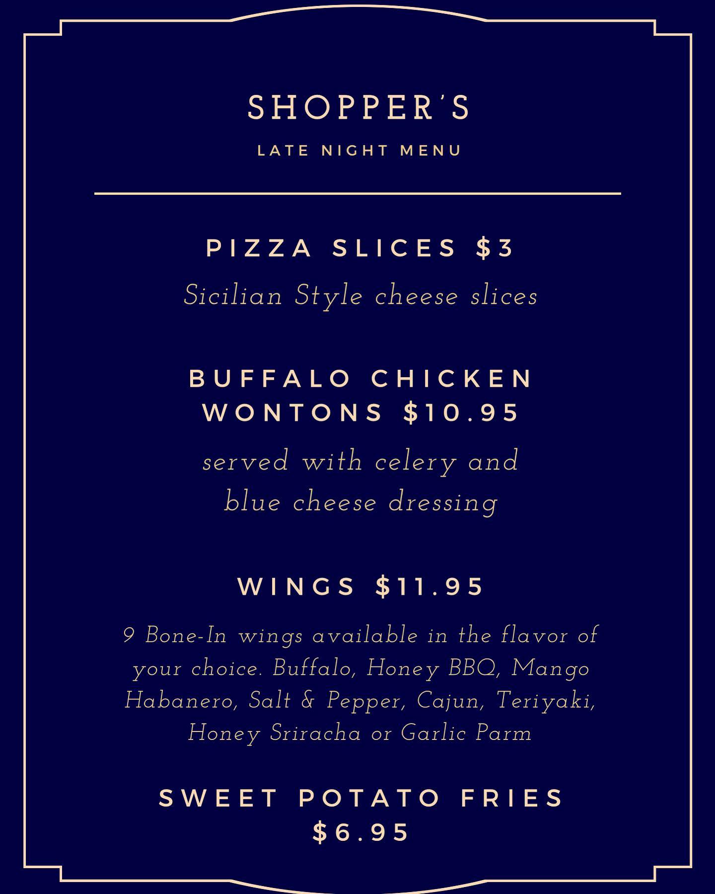 Open until 1230am Snacks available until last call