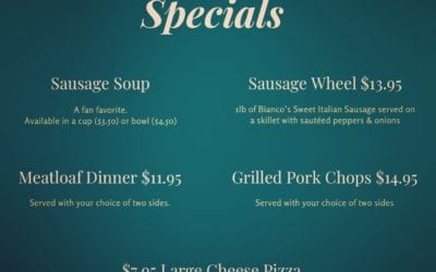 Some FAN FAVORITE SPECIALS on the board today! Meatloaf! Grilled Pork Chops! Sausage Soup! Have you tried the Sausage Wheel yet?  #shoppers #waltham #specials #pizza #moodyst #outdoordining #beer