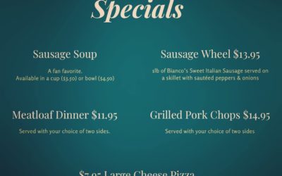 Some FAN FAVORITE SPECIALS on the board today! Meatloaf! Grilled Pork Chops! Sausage Soup! Have you tried the Sausage Wheel yet?  #shoppers #waltham #specials #pizza #moodyst #outdoordining #beer