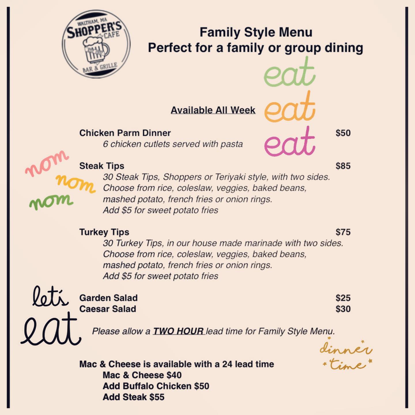 We made it to Thursday!Let us help with dinner tonight or during the weekend!Family Style meals!Give us a call. We’ve got you covered!