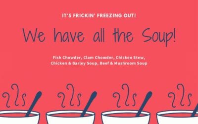 It’s cold! But we have soup! And beer! And booze! Come say hi! #shoppers #waltham #moodyst #weekend #pizza #beer #burgers #menu #beer #cocktails