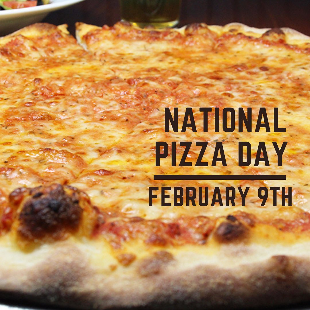 It’s National Pizza Day! Celebrate with us!Snow coming in but we’ll be open for all your pizza needs.$7.95 Large Cheese Pizzas after 5PM (not available for take-out).
