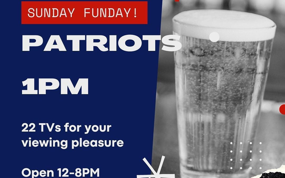 Patriots kickoff at 1PM. We’ll be ready, will you? Come have a day with us! Just a reminder we are closing at 8PM tonight. #shoppers #waltham #moodyst #cocktails #fall #football #patriots #nflsundayticket