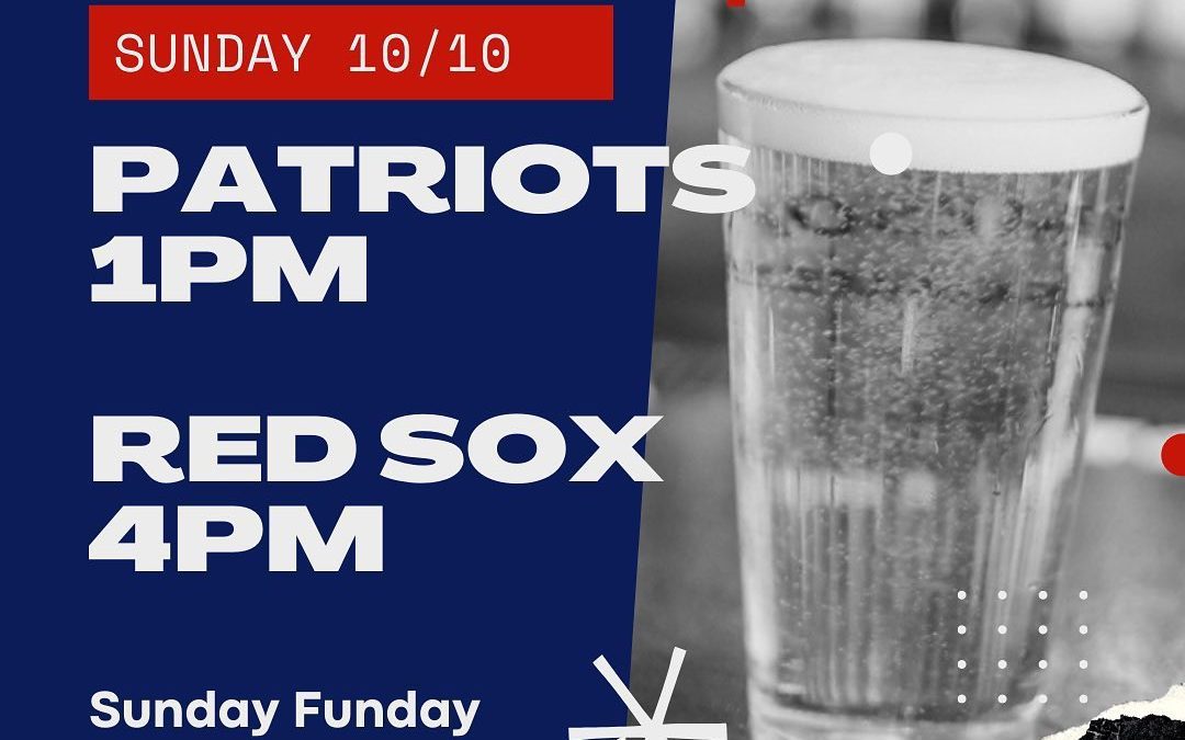 Sunday Funday! We’re having a DAY! We are celebrating the lives of two great men, raffles and corn hole and fun with friends! Patriots at 1. Red Sox at 4. Sunday Hours 12-8PM. Kitchen closing at 7:30PM. #shoppers #waltham #moodyst #cocktails #beer #sundayfunday #redsox #patriots #mlbplayoffs