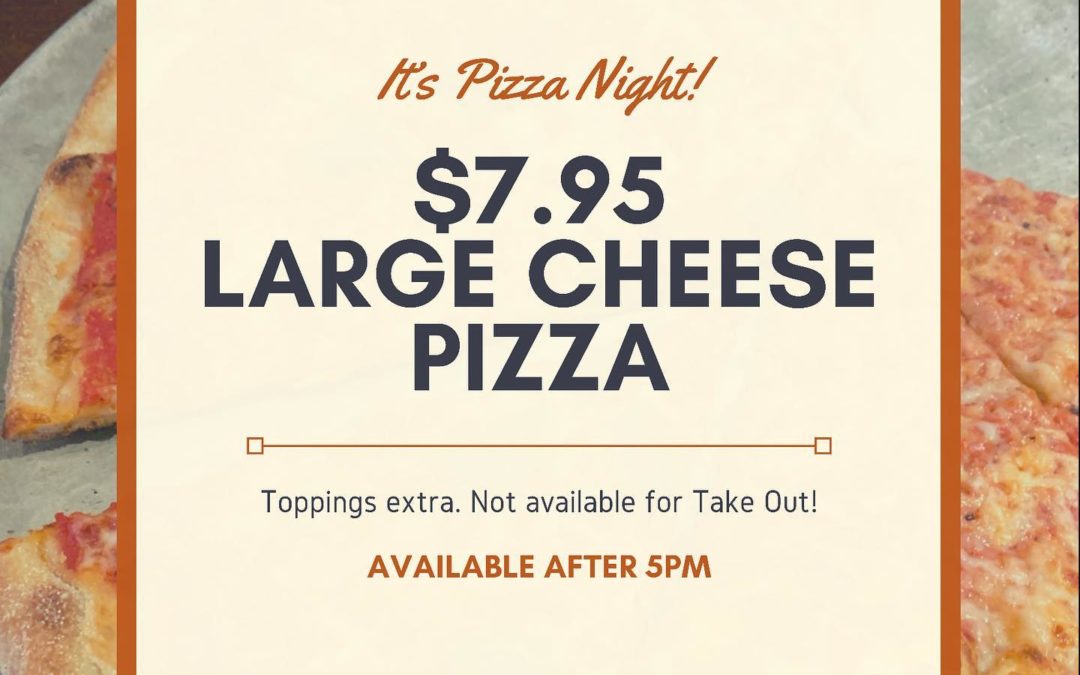 It’s Tuesday! That means $7.95 Large Cheese Pizzas after 5PM! (Toppings extra, not available for take-out) Try a @3floydsbrewing Zombie Dust with your pizza! #shoppers #waltham #moodyst #beer #cocktails #specials #pizza