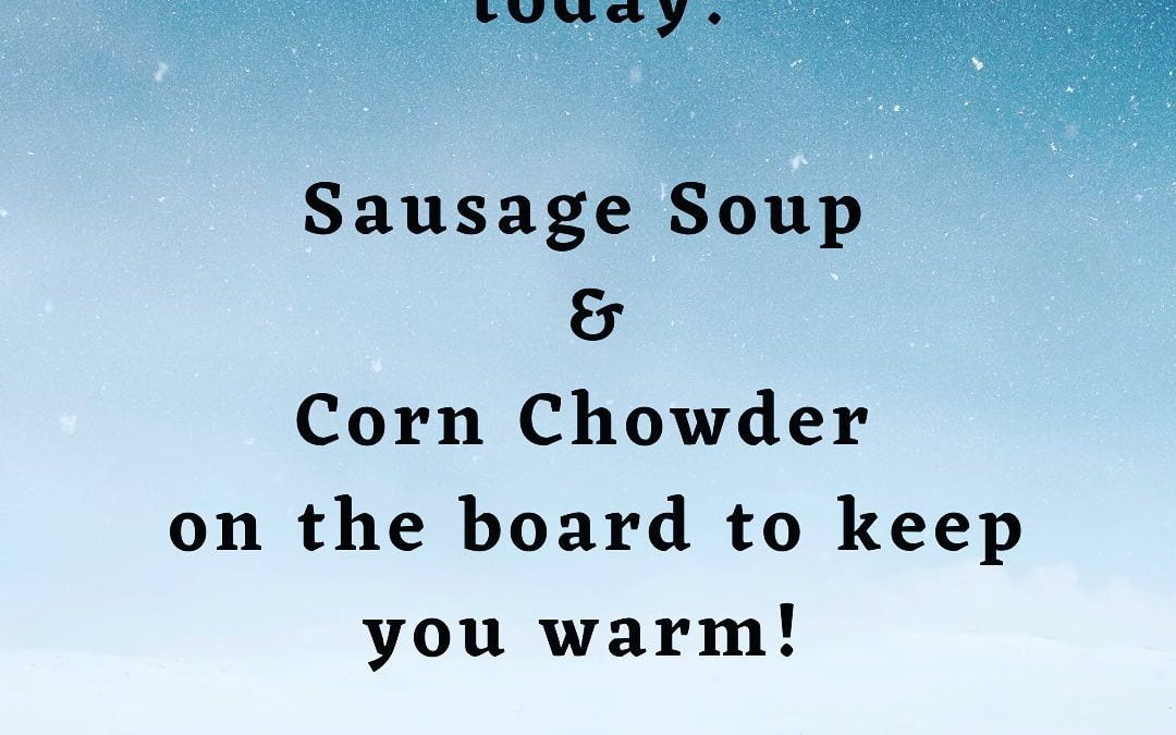 UPDATE: Sausage Soup is SOLD OUT! Now serving Chicken Noodle! We’re open normal hours today! Stay out of the cold with us! Have you tried the Chicken Bacon Ranch pizza yet? What about the Honey BBQ Melt? #shoppers #waltham #moodyst #soup #newmenuoptions