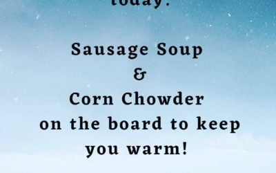 UPDATE: Sausage Soup is SOLD OUT! Now serving Chicken Noodle! We’re open normal hours today! Stay out of the cold with us! Have you tried the Chicken Bacon Ranch pizza yet? What about the Honey BBQ Melt? #shoppers #waltham #moodyst #soup #newmenuoptions