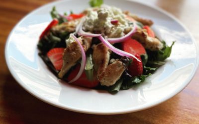 Summer Strawberry Salad on the menu for the season! Mixed greens, strawberries, red onion & feta cheese. Pairs great with apple cider vinaigrette dressing. We like it topped with grilled chicken. Perfect for a warm summer day. #waltham #shoppers #moodystreet #lunch #dinner #salads #newitem