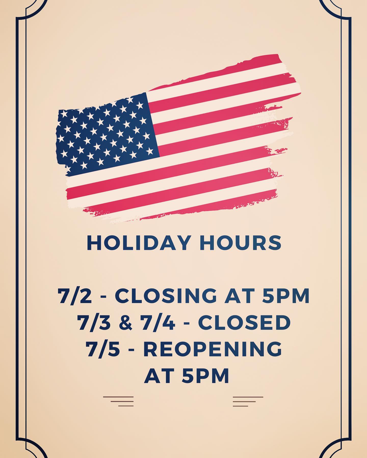 Come get your fix this afternoon!Then we’re going to give the staff a little break for some R&R. Time to enjoy the holiday with family and friends.We’ll see you Tuesday for dinner!