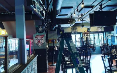 Welcome to Wednesday! We are open but need to update everyone. We are doing some maintenance to the TV’s ahead of Sunday… so please excuse our appearance today. A little mess right now is well worth having everything good to go for the first Football Sunday of the season! 22 TVs for your viewing pleasure! #waltham #moodyst #shoppers #upkeep #pardonthemess #nfl #patriots