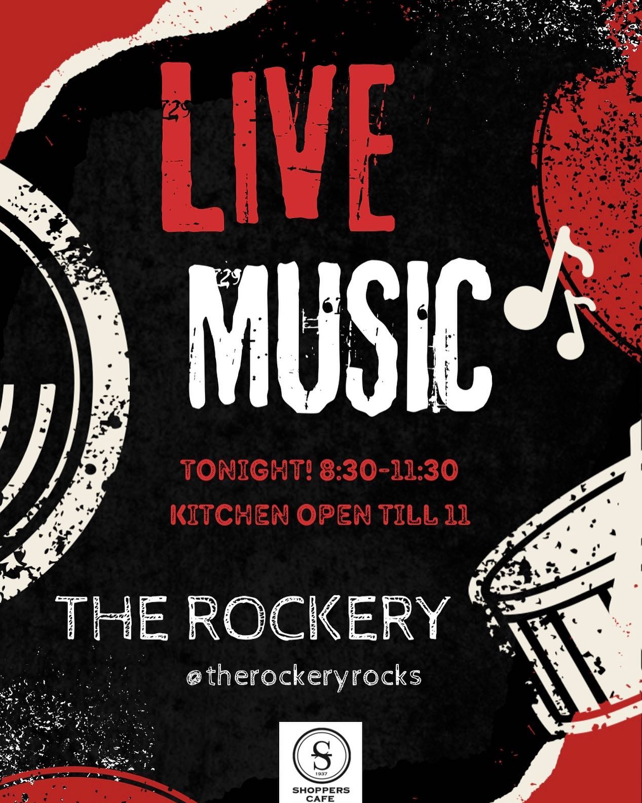 L I V E  M U S I C
Kick off the weekend with some live entertainment by The Rockery! Fun starts at 8:30!Limited seating in dining room after 8pm.
Kitchen open until 11pm