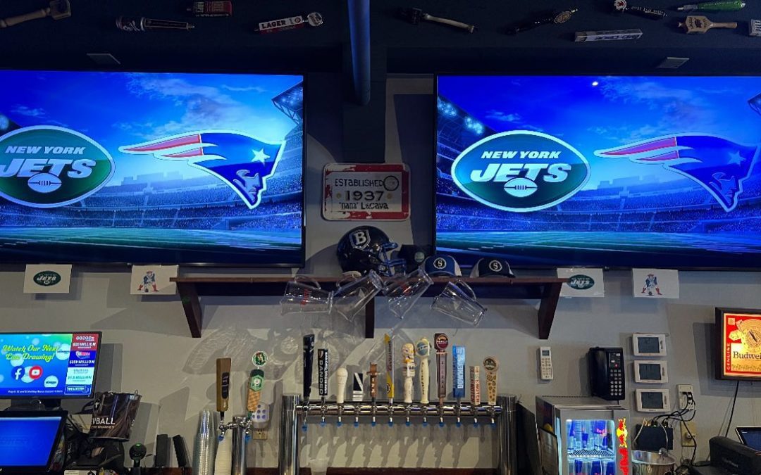 Game Day! Plenty of open seats to come watch!! Games on all day! Come on down!! Kitchen open till 10pm #patriots #moodyst #shoppers