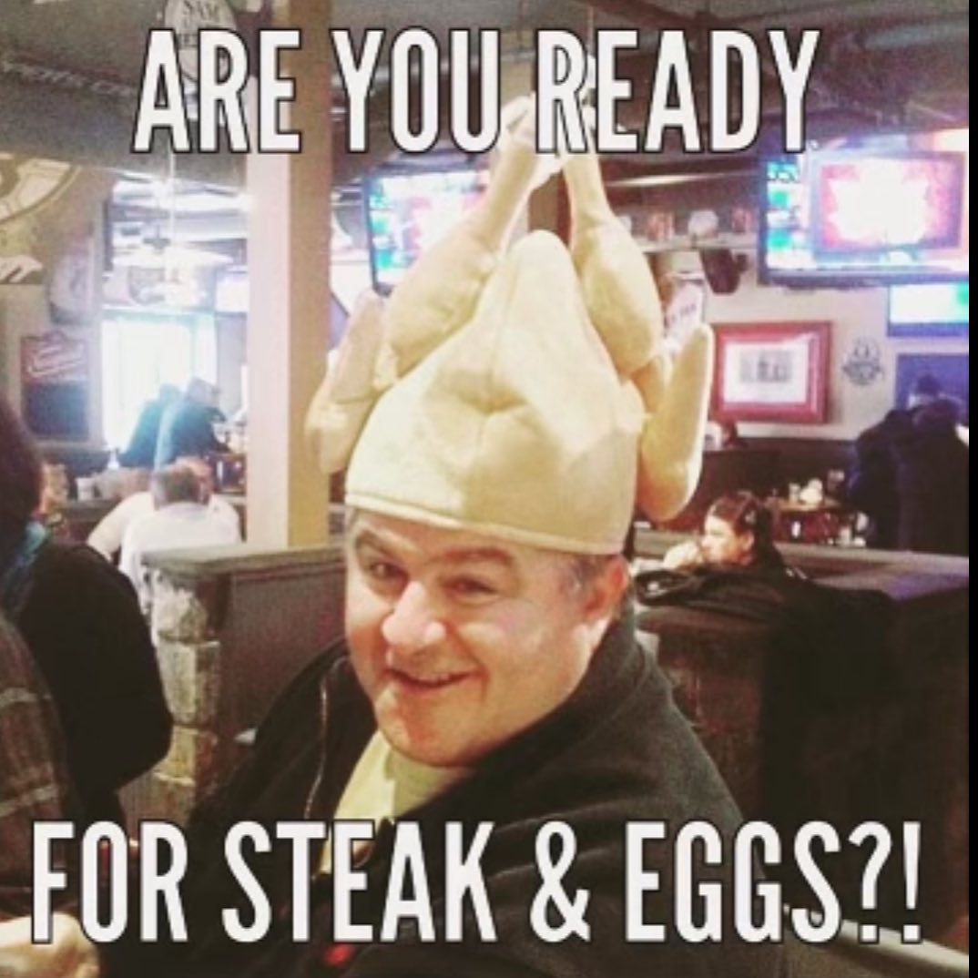 One of our favorite days of the year!!
Thanksgiving Morning steak & eggs!
Will kenny burn the toast this year???
Come find out!!!
🥩🦃🍾$18.95 Steak & Eggs! Pairs great with a cocktail 🥂Open 8am-11:30am#steak&eggs