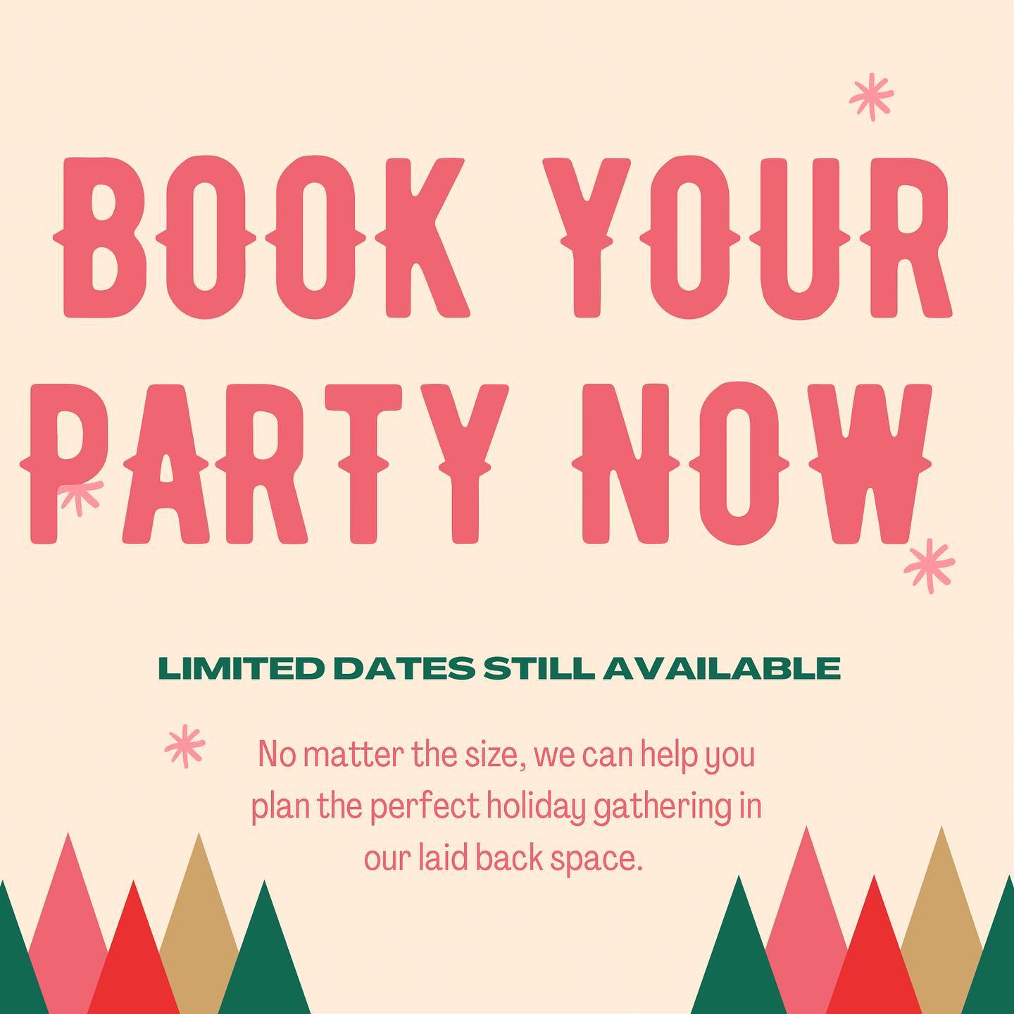 It’s not too late to book a last minute gathering! 🍾No matter the size of your group, we can help! 🍾