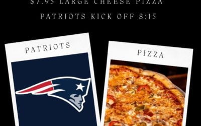 Pizza & Patriots tonight! Come watch and have dinner with us!  Pizza for dine in only. Kitchen open until 10pm. #patriots #shoppers #moodyst #waltham #pizza