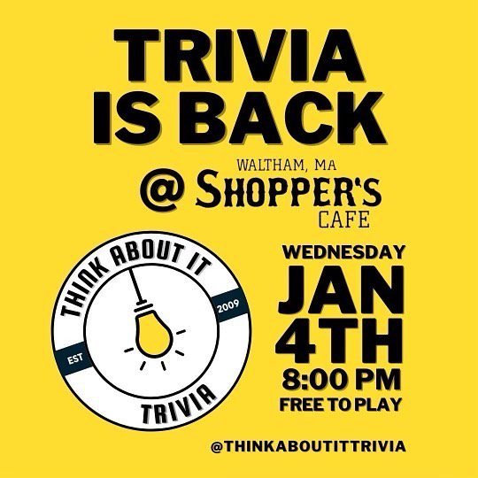 We’ve got something new for you!!Starting TOMORROW - January 4th!Bar Trivia with @thinkaboutittrivia!!!Fun starts at 7:30PM!