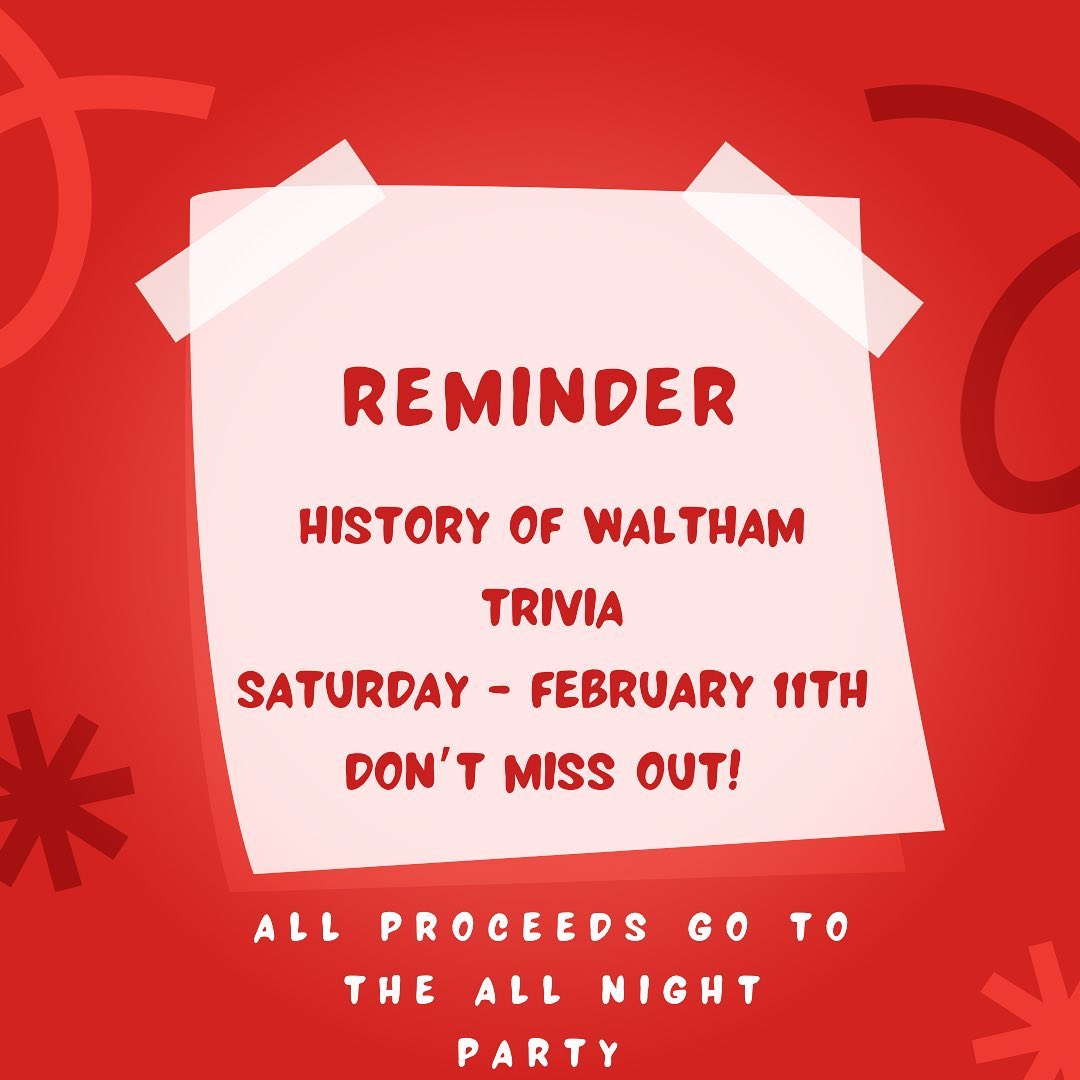 We are less than two weeks out from this event. We have a few spots left!Great night for a great cause!*$100 per team
*5 people per team
*questions provided by the one and only Jack Cox
*hosted by Patty Connors @pattybeck3224
*all proceeds will go to the @walthamhighallnightpartyVenmo @ Lauren-LaCava to secure your spot. Don’t Venmo? Reach out and we’ll figure something out!