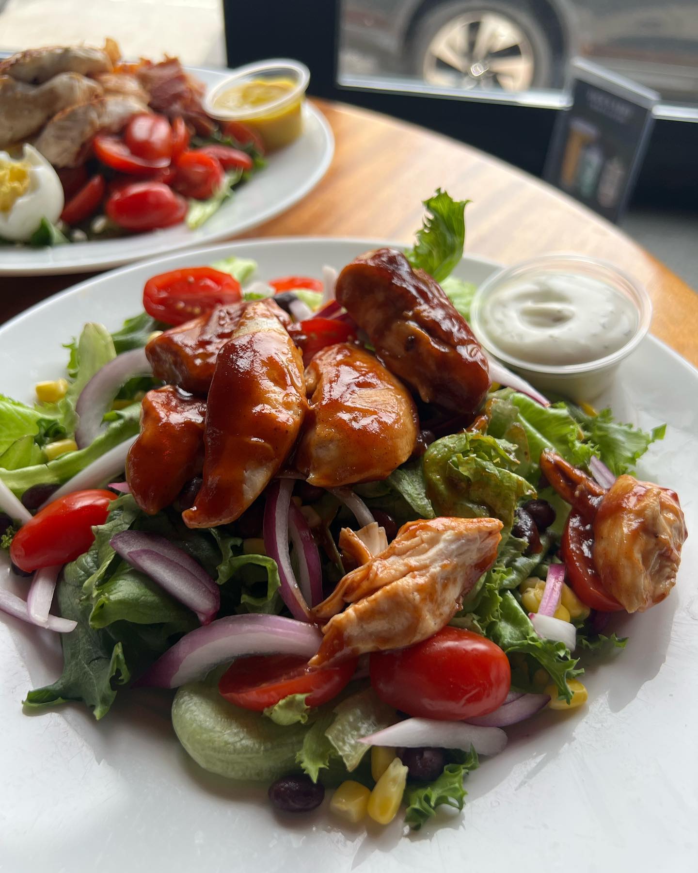 nice weather calls for yummy salads! ️🌭🥗on the specials board this week:
bbq chicken salad
cobb salad
1/4 lb hot dog!