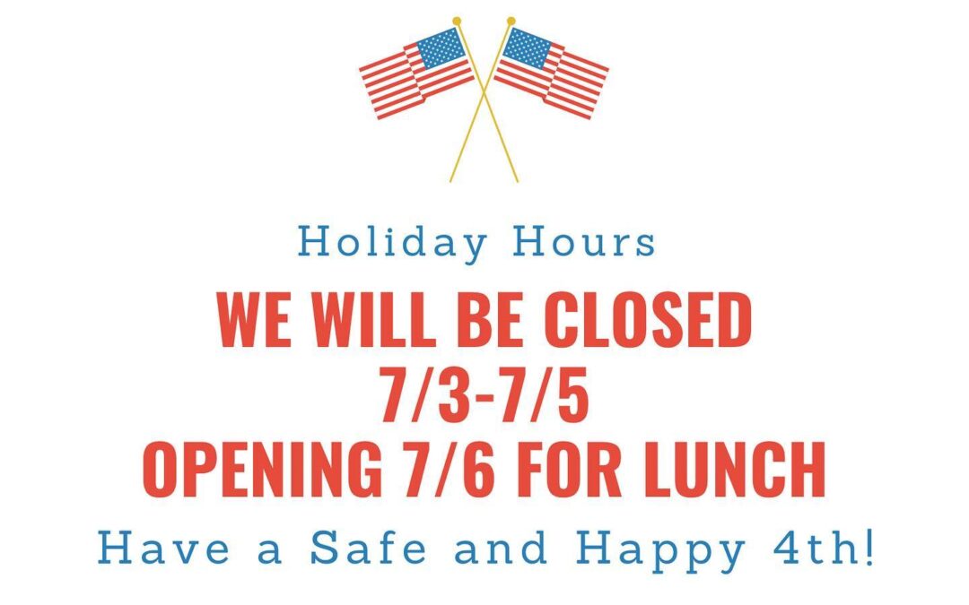 ️Taking a little break next week to relax with family & friends️ Normal hours through the weekend Then closed 7/3-7/5 Re-opening for lunch on 7/6 #Waltham #moodyst #shoppers #holidaybreak #4thofJuly