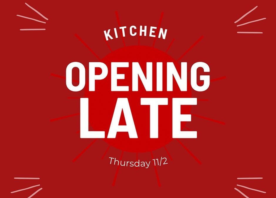 Kitchen is opening late today due to scheduled maintenance. Bar opens at 11AM Thanks for your patience and understanding #waltham #moodyst #lunch #dinner