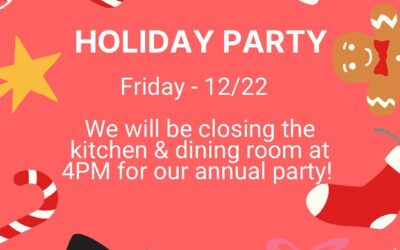 Celebration season continues!  On Friday 12/22 we will be hosting our annual friends & family party.  The dining room and kitchen will be closing at 4PM. #shoppers #weekend #party #christmasparty #waltham #moodyst