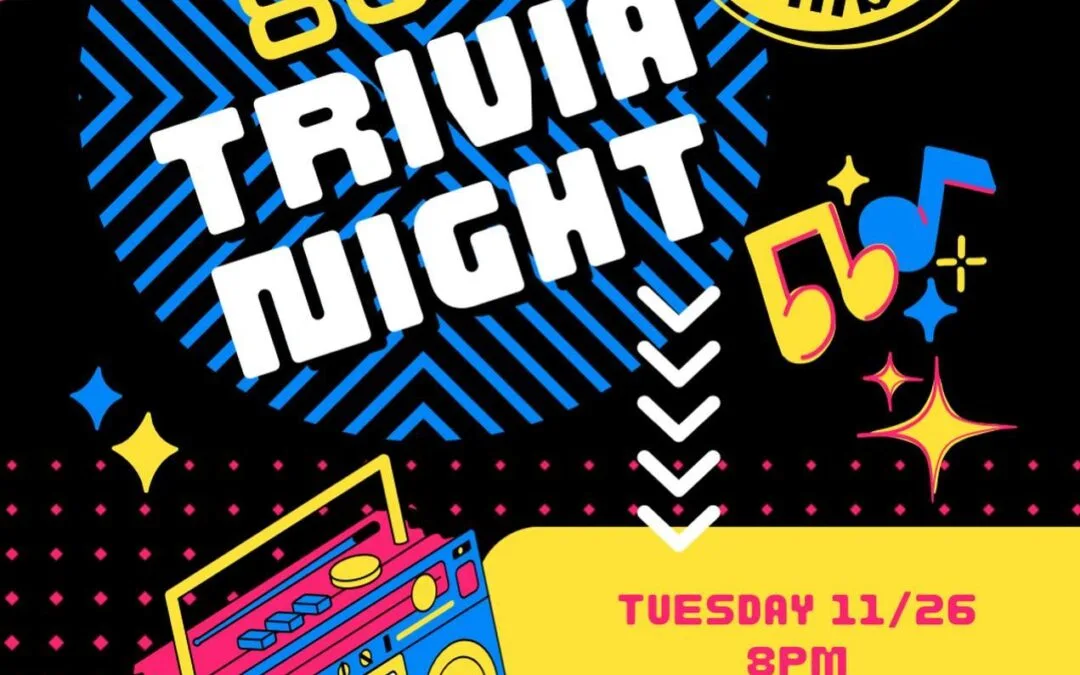 How much do you know about the 80s?! Come test your knowledge TUESDAY 11/26! * Please note trivia will be held on Tuesday next week. there will be no trivia on Wednesday* See you then!!! #trivia #shoppers #thanksgivingweek #moodyst #80s #80strivia