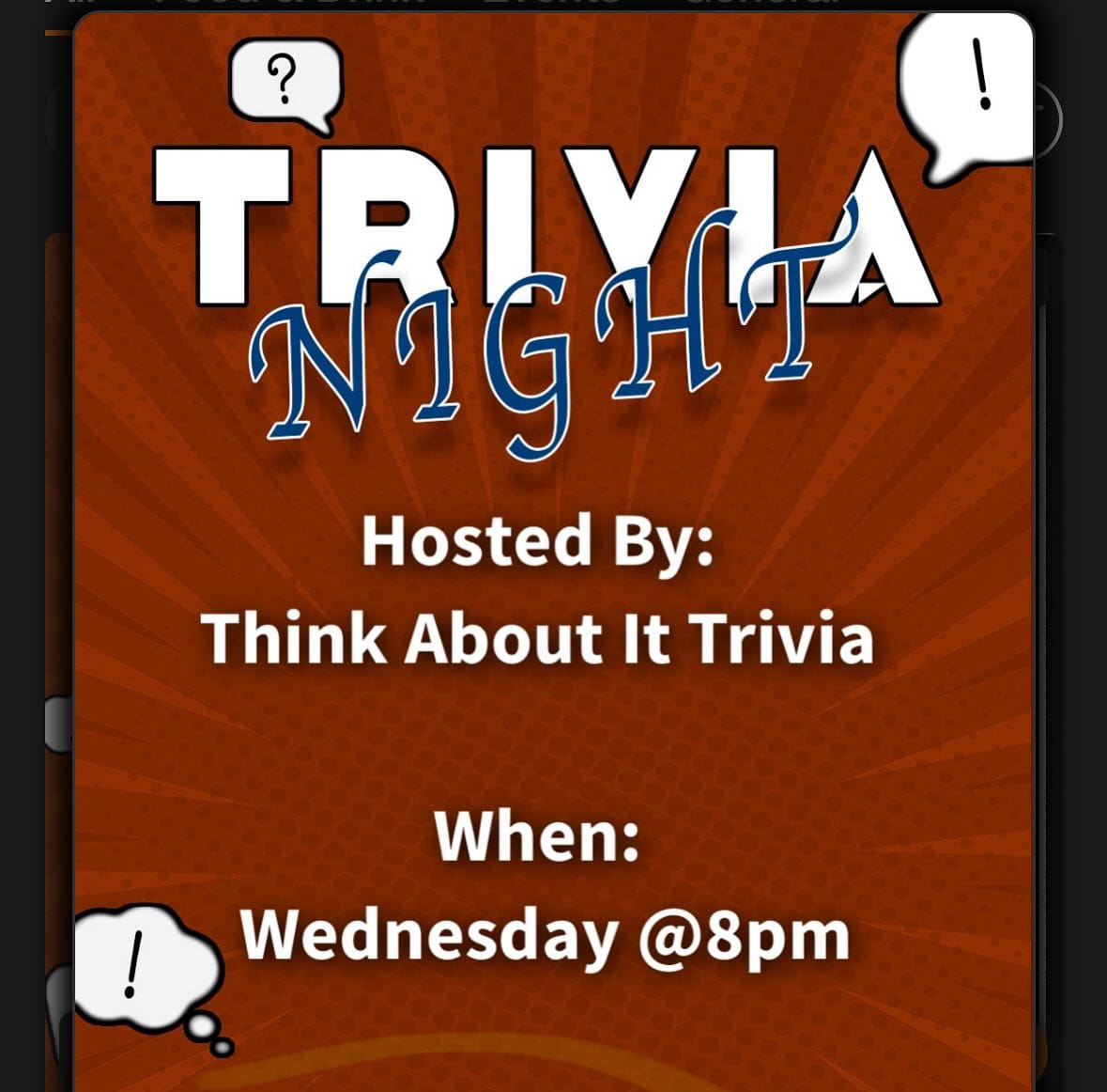 ️ WEDNESDAY ️Come hang with us and @thinkaboutittrivia