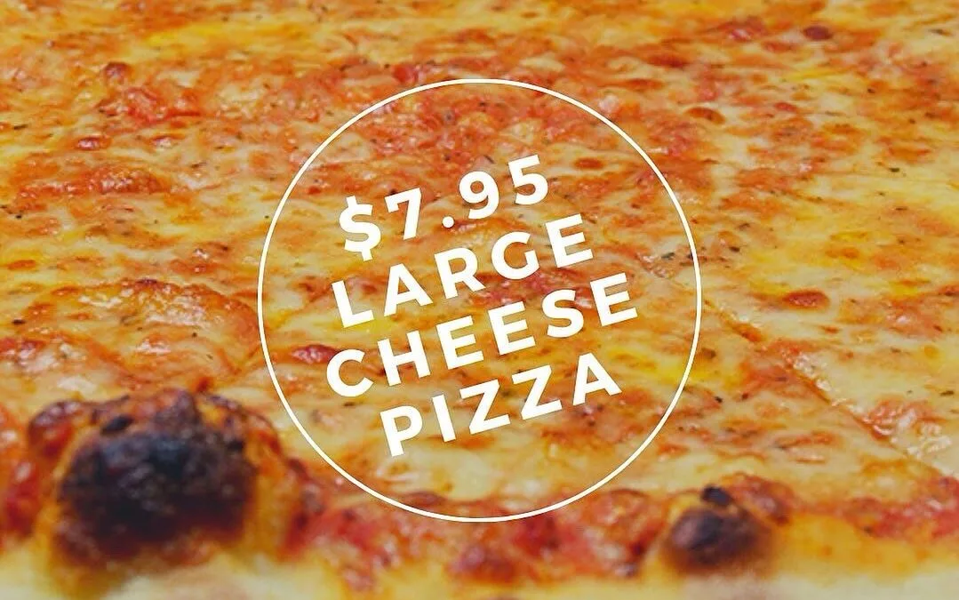 It’s Pizza Night! $7.95 Large Cheese Pizzas Toppings Extra Not available for take-out #waltham #moodyst #shoppers #pizza #beer