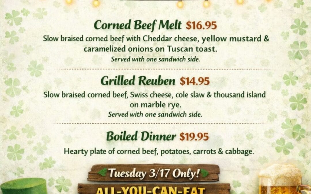 St. Patrick’s Day Specials are here!  ☘️ Tuesday 3/17 ONLY: All-You-Can-Eat Boiled Dinner for $22.95 Grab your friends, and celebrate with us!  #stpattysday #shopperscafe #moodyst #waltham #allyoucaneat