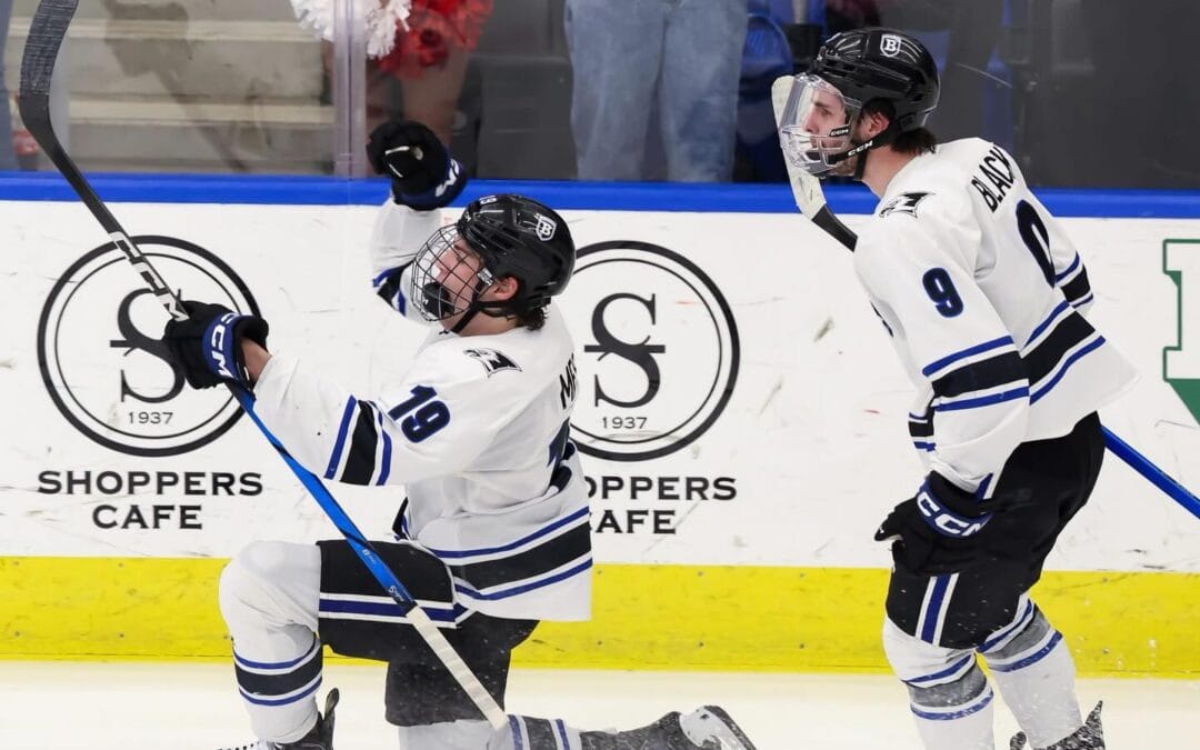 Congrats to our friends @bentleyhockey for winning the Atlantic Hockey Championship last night! 📸 credit to @sportsphotog23 #shoppers #moodyst #waltham