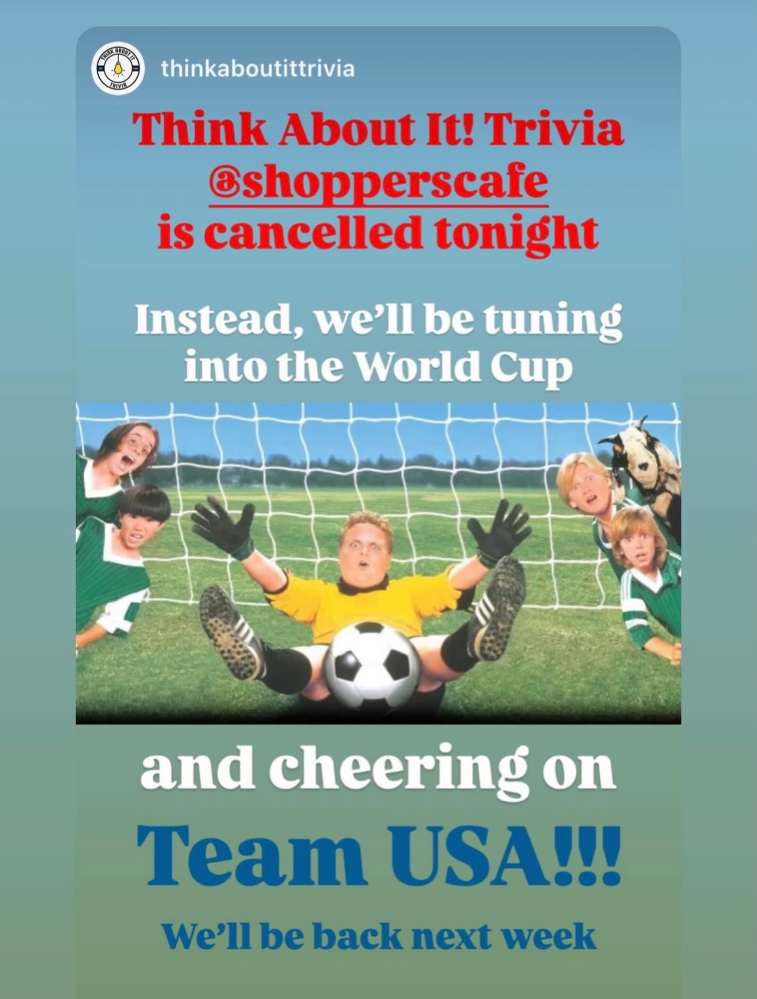 No Trivia tonight.️ ️ ️ ️