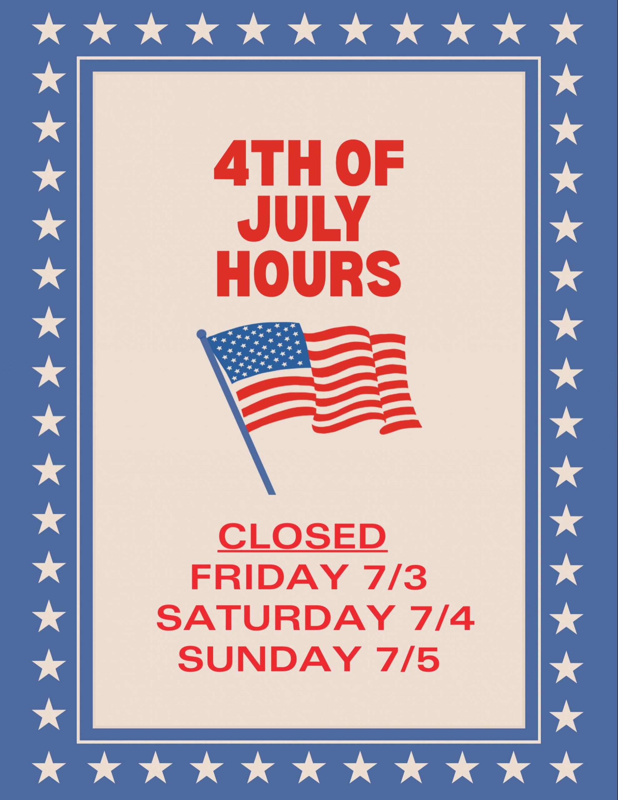 Come see us before we take a little break!Open normal hours today and then we’ll see you Monday!Have a safe & happy 4th!